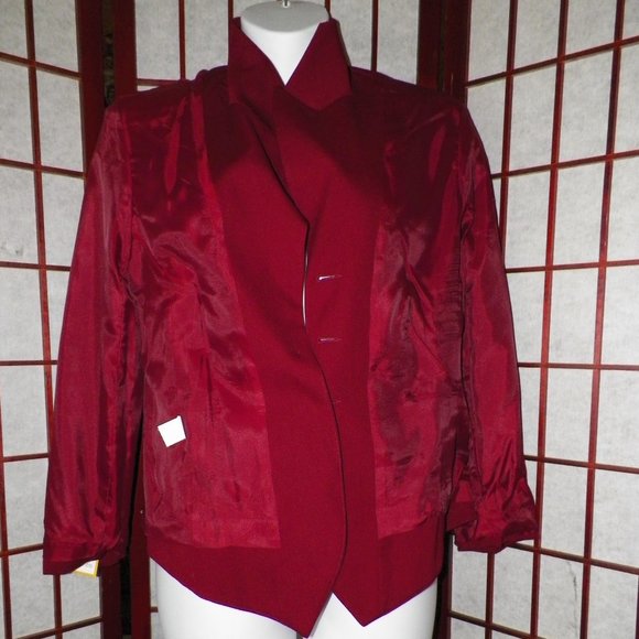 **HOST PICK** Albert Nipon Studio Blazer Military Chic Red Wool Blend Size 14 - Picture 3 of 8